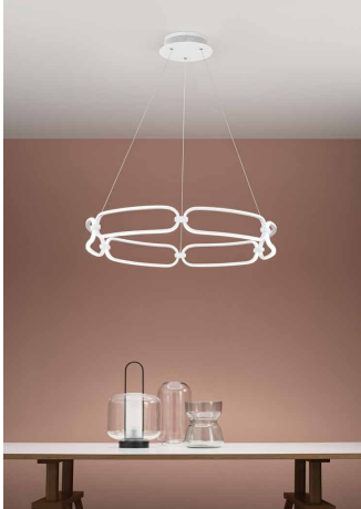 Sospensione LED in alluminio bianco e diffusori in silicone 61.5W 5530LM 4000°k INFINITY-S80 Sospensione LED in alluminio bianco e diffusori in silicone 61.5W 5530LM 4000°k INFINITY-S80